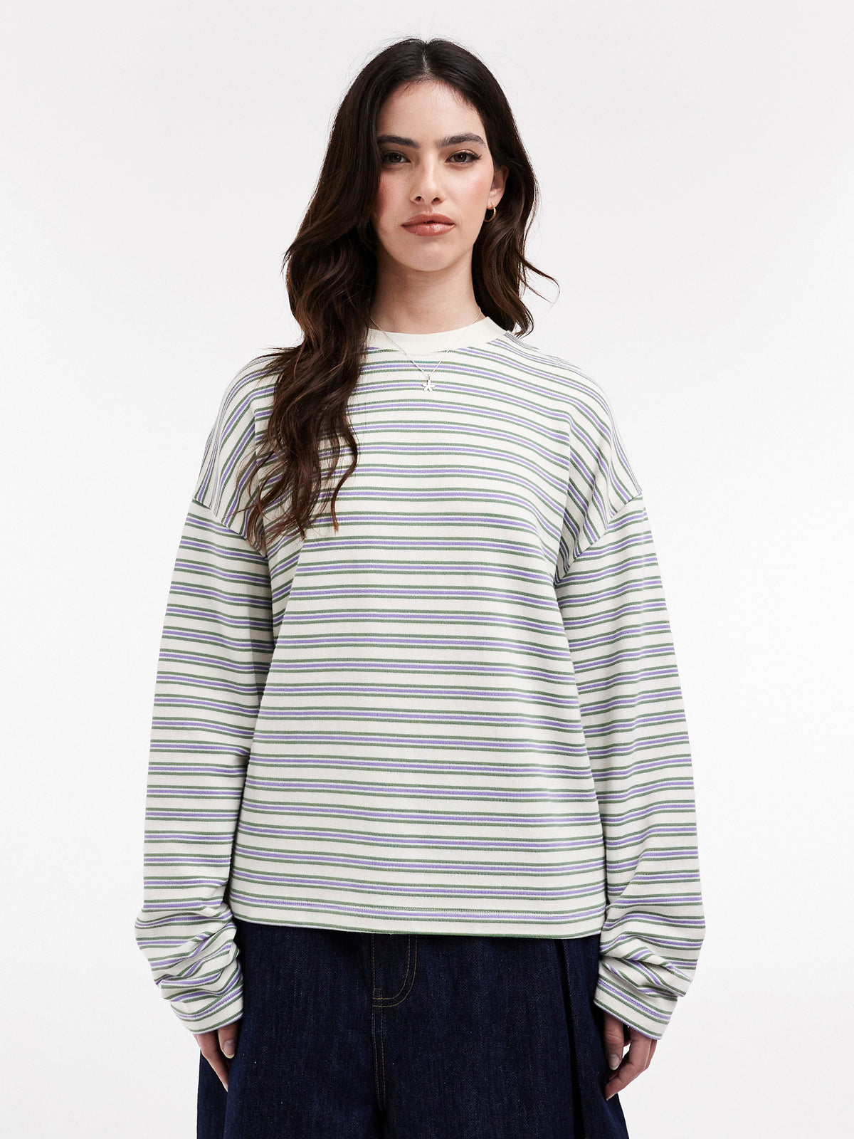 TOPSHOP Kamille Skater Long Sleeve Top, White
