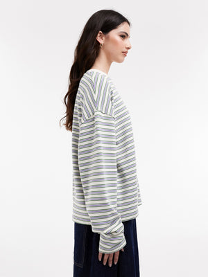 TOPSHOP Kamille Skater Long Sleeve Top, White