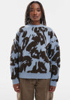 TOPSHOP Stacy Jacquard Crew Neck Jumper, Blue