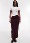 TOPSHOP Josie Ruched Maxi Skirt, Burgundy