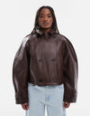 TOPSHOP Thalia Ovoid Sleeve Short Trench, Brown