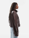 TOPSHOP Thalia Ovoid Sleeve Short Trench, Brown