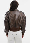 TOPSHOP Asta Faux Leather Bomber Jacket, Brown