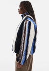 TOPSHOP Bea Multi Stripe Zip Fleece Jacket, Cream Multi