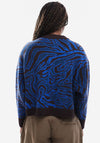 TOPSHOP Marie Printed Crew Neck Cardigan, Blue