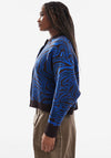 TOPSHOP Marie Printed Crew Neck Cardigan, Blue