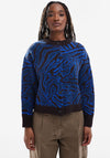 TOPSHOP Marie Printed Crew Neck Cardigan, Blue