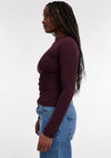 TOPSHOP Loma Long Sleeve Top, Burgundy