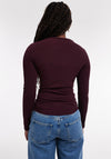 TOPSHOP Loma Long Sleeve Top, Burgundy