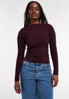 TOPSHOP Loma Long Sleeve Top, Burgundy