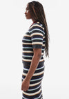 TOPSHOP Rebecca Striped Zip Polo Top, Burgundy