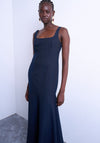 TOPSHOP Simone Square Neck Midi Dress, Navy