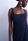 TOPSHOP Simone Square Neck Midi Dress, Navy