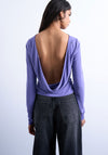 TOPSHOP Eline Long Sleeve Cowl Back Top, Purple