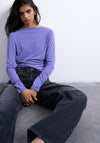 TOPSHOP Eline Long Sleeve Cowl Back Top, Purple