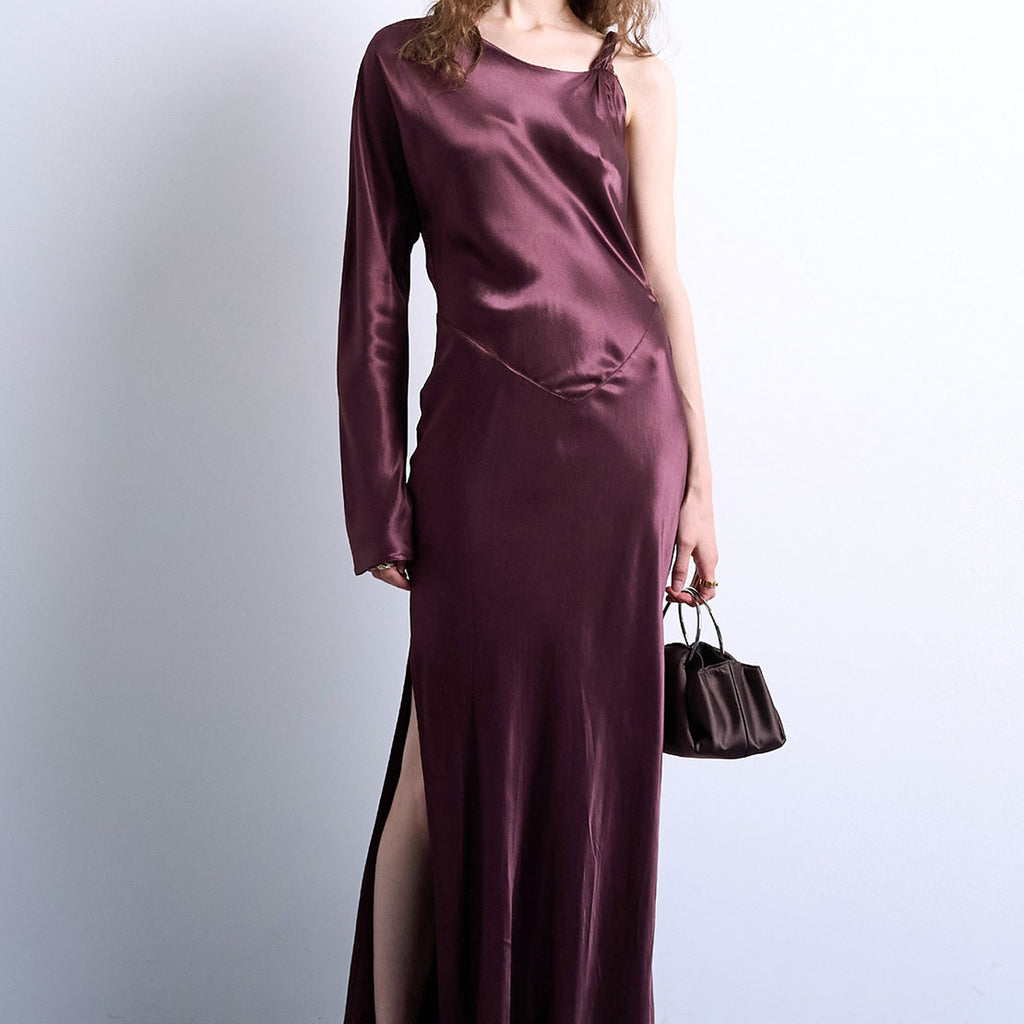 topshop purple dress Topshop Lace Insert Grown-On Shoulder Midi Dress in dusty lilac-Purple