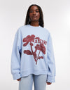 TOPSHOP Gaby Graphic Fleur Sweatshirt, Blue
