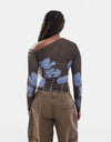TOPSHOP Inola Assymetric Long Sleeve Top, Brown