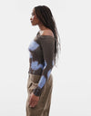 TOPSHOP Inola Assymetric Long Sleeve Top, Brown
