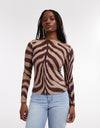 TOPSHOP Ivika Long Sleeve Top, Wine