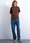 TOPSHOP Julina Basic Cotton T-Shirt, Chocolate Brown