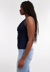 TOPSHOP Kenza Ruched Tank Top, Navy