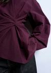 TOPSHOP Lennie Ruched Asymmetric Drape Top, Burgundy