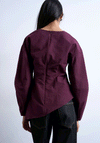 TOPSHOP Lennie Ruched Asymmetric Drape Top, Burgundy