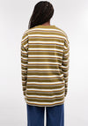 TOPSHOP Nila Striped Cotton Top, Khaki Green