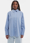 TOPSHOP Elouise Oversized Striped Shirt, Blue