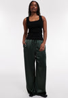 TOPSHOP Lina Satin Wide Leg Trousers, Green