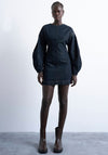 TOPSHOP Liana Balloon Sleeve Denim Mini Dress, Dark Blue
