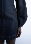 TOPSHOP Liana Balloon Sleeve Denim Mini Dress, Dark Blue