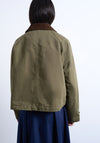 TOPSHOP Milla Padded Barn Denim Jacket, Khaki