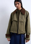 TOPSHOP Milla Padded Barn Denim Jacket, Khaki