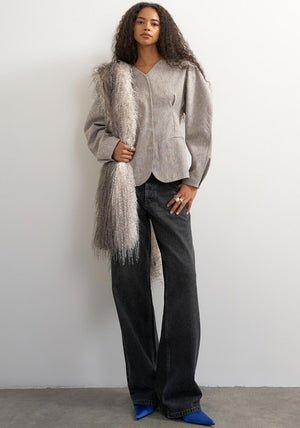 TSTONA COLLARLESS BLAZER WVN