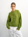 TOPSHOP Flora Ribbed Knitted Cardigan, Green