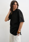 TOPSHOP Rikka Oversized Knit T-Shirt, Black