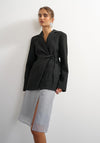 TOPSHOP Tiri Tie Waist Blazer, Black