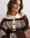 TOPSHOP Cami Knitted Rugby Jumper, Brown Multi