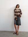 TOPSHOP Cami Knitted Rugby Jumper, Brown Multi
