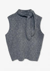 TOPSHOP Cassi Knitted Tie Neck Top, Grey