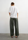 TOPSHOP Talla Faux Leather Barrel Leg Trousers, Green