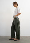 TOPSHOP Talla Faux Leather Barrel Leg Trousers, Green