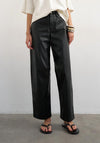 TOPSHOP Talla Faux Leather Barrel Leg Trousers, Black