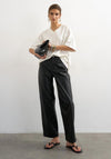 TOPSHOP Talla Faux Leather Barrel Leg Trousers, Black