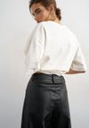 TOPSHOP Talla Faux Leather Barrel Leg Trousers, Black
