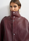 TOPSHOP Toma Faux Leather Bomber Jacket, Wine