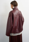 TOPSHOP Toma Faux Leather Bomber Jacket, Wine