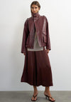 TOPSHOP Toma Faux Leather Bomber Jacket, Wine